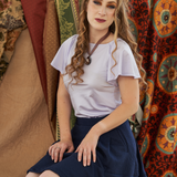 Deep Navy Quilted Skater Skirt