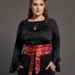 Red Obi Belt with floral print