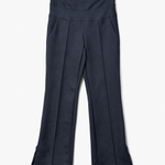 Blue sueded pants, side zipper, stretch fabric