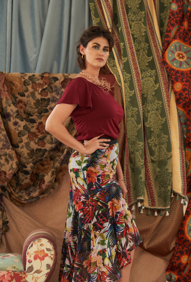 hi-low skirt floral
